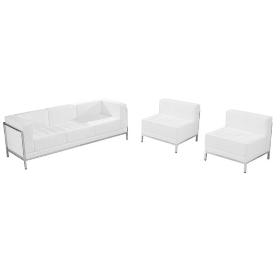 Ares Series Leather Sofa & Chair Lounge Set-White