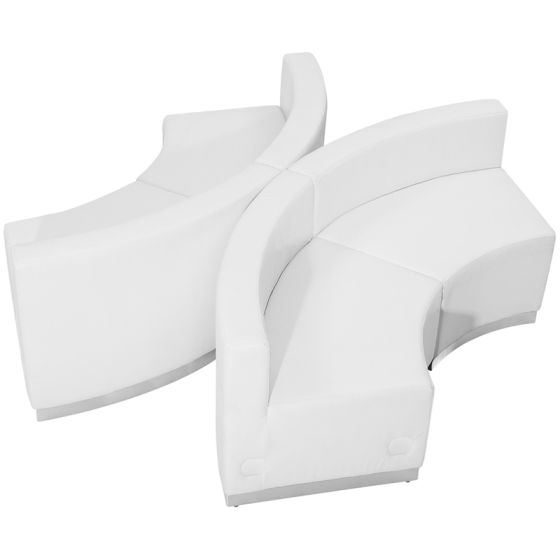 Leon Series 4 Piece Leather Mirrored Reception Set-White