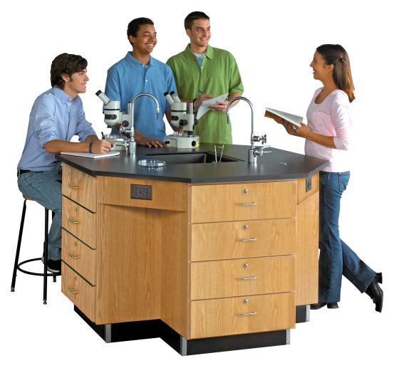 Diversified Spaces Octagon Workstation with Drawer Base & Fixtures - Epoxy Top - 56" x 56"