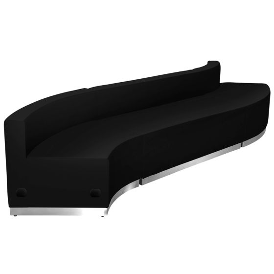 Leon Series 3 Piece Leather Long Wave Reception Set-Black