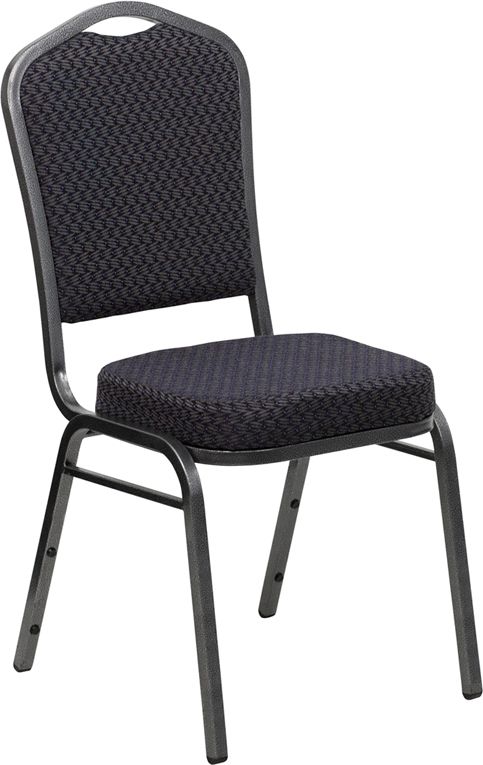 HUSKY Seating® 500 LB Black Patterned Fabric Stacking Banquet Chair with Silver Vein Frame