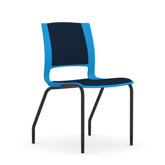 9to5 Seating Vox 300 LB Four Leg Stacking Guest Chair, Fully Upholstered, Armless