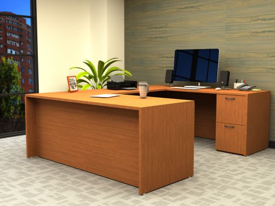 Indiana Furniture Canvas U Shape Desk -30" x 72" Desktop with 24" x 42" Return - 72" x 96" Overall