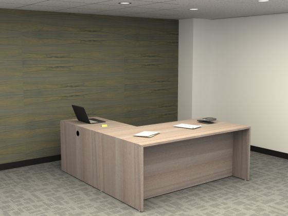 Indiana Furniture Canvas L Shape Desk -36" x 72" Desktop with 24" x 42" Return - 72" x 78" Overall