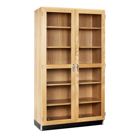 Diversified Spaces Tall Storage Cabinet with 2 Tempered Glass Locking Doors - Oak Wood - 22" x 48" x 84"
