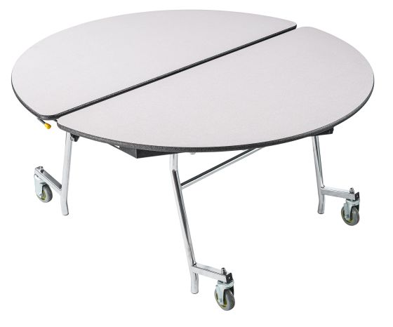 National Public Seating® Mobile Cafeteria Table, 60" Round, MDF Core, ProtectEdge, Chrome Frame