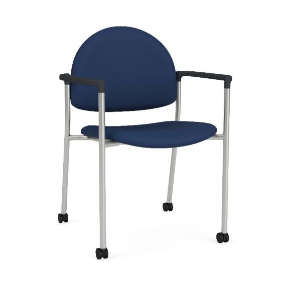 Lesro Chat 300 LB Heavy Duty Reception and Waiting Room Caster Guest Chair with Upholstered Seat & Back and Metal Frame