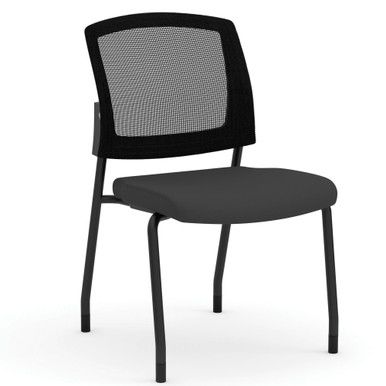 Nelson 275 LB Armless Micro Mesh Back Side Chair, Gray Fabric Seat with Black Back