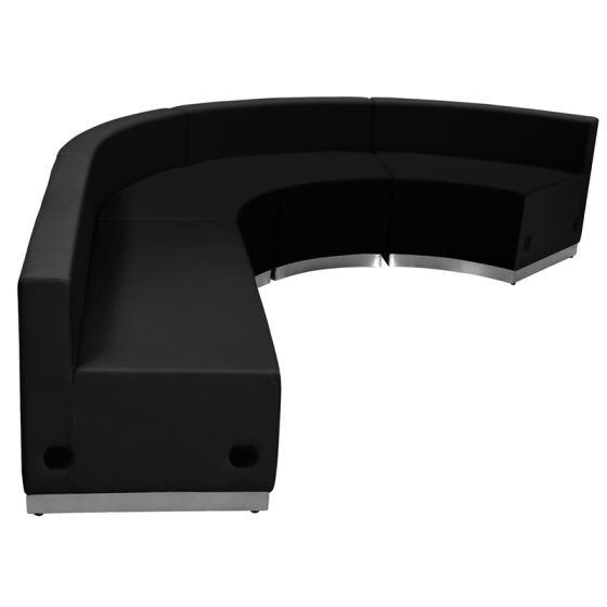 Leon Series 4 Piece Corner Leather Reception Set-Black