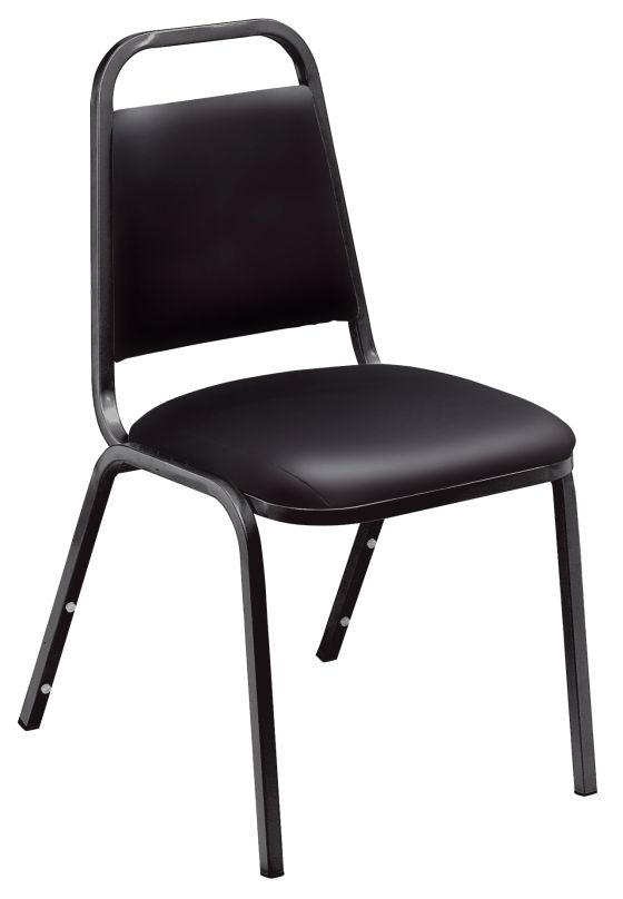 Eco Series Vinyl Padded Banquet Stack Chair-Black