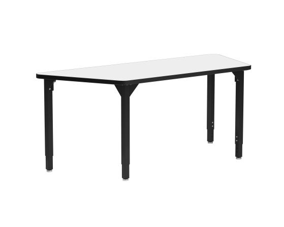 NPS® Heavy-Duty Height Adjustable Activity Table, 30" x 72" Trapezoid, Whiteboard Top, Black Legs