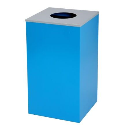 Alpine Industries Square Recycling Bin – 29 Gallons - Blue Can, Circle Opening Lid