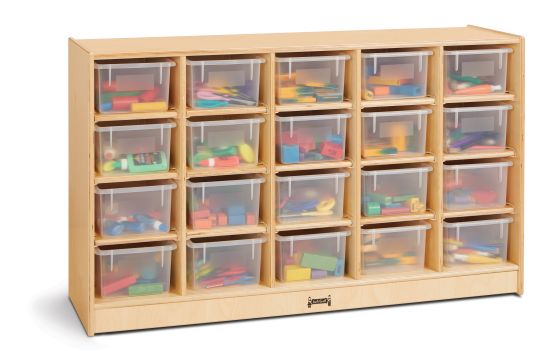 Jonti-Craft 20 Cubbie-Tray Mobile Storage - with Clear Trays - Magnetic Write-n-Wipe Back