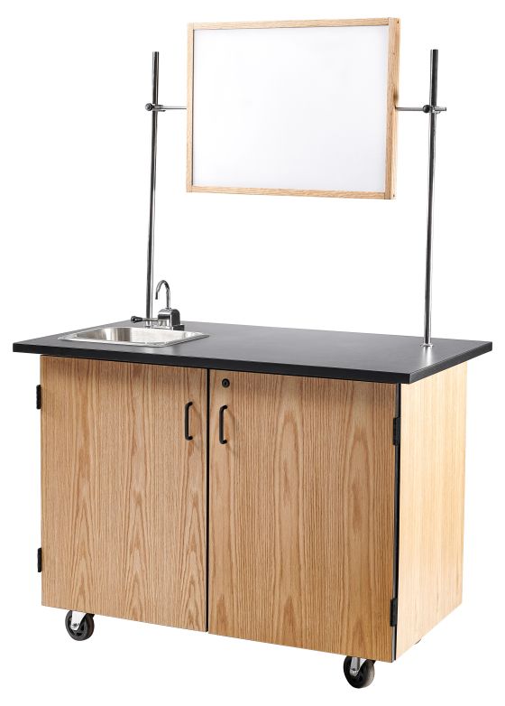 NPS® Mobile Science Cart with Shelving, Whiteboard/Mirror & Sink