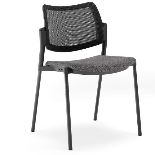 Indiana Furniture Dab 275 LB Upholstered Seat and Black Mesh Back Armless Stacking Side Chair