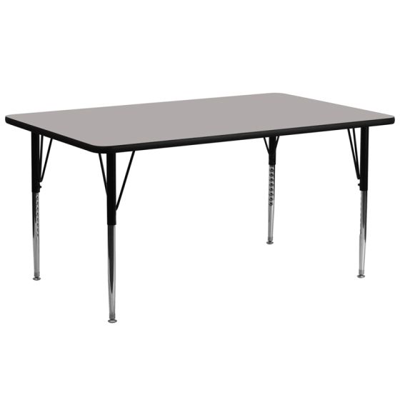 Heavy Duty 30" W x 72" L High Pressure Laminate Height Adjustable Activity Table-Gray