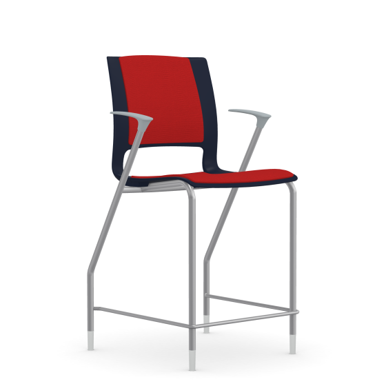 9to5 Seating Vox 300 LB Counter Height Stool, Fully Upholstered, Cloud Gray Arms