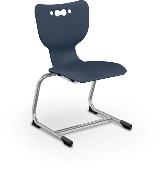 MooreCo Hierarchy Cantilever School Chair, 16" Height, Chrome Frame, Navy Shell