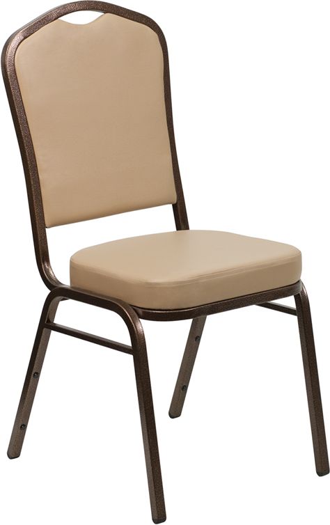 HUSKY Seating® 500 LB Commercial Vinyl Banquet Stacking Chair with Copper Vein Frame-Tan