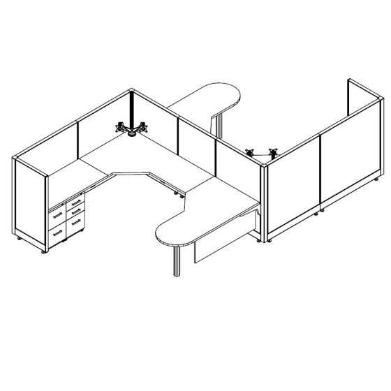 Friant Novo 2-Workstation Cubicle Panel System, 8' x 9' per Station, Typical FH-2015