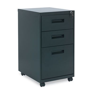 GOGO® Essentials Three-Drawer Mobile Metal Filing Pedestal-Black