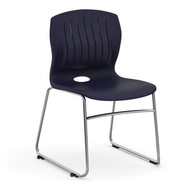 Haven 275 LB Armless Sled Base Stack Chair with Chrome Frame, Navy