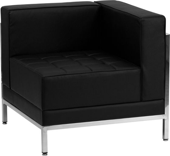 Leon Series Contemporary Leather Corner (Right) Chair-Black