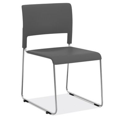 Tempo 275 LB Armless Stackable Side Chair, Charcoal, Chrome