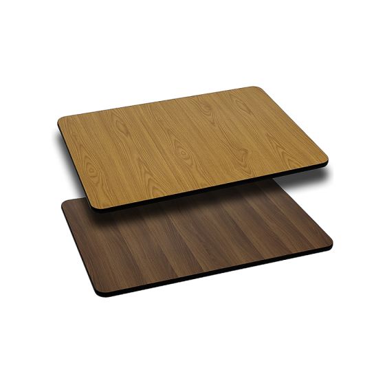 Pro-Tough Commercial Reversible Natural or Walnut Rectangular Table Top -24" W x 30" L