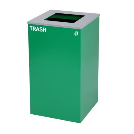 Alpine Industries Square Recycling Bin – 29 Gallons - Green Can, Square Opening Lid, for Trash