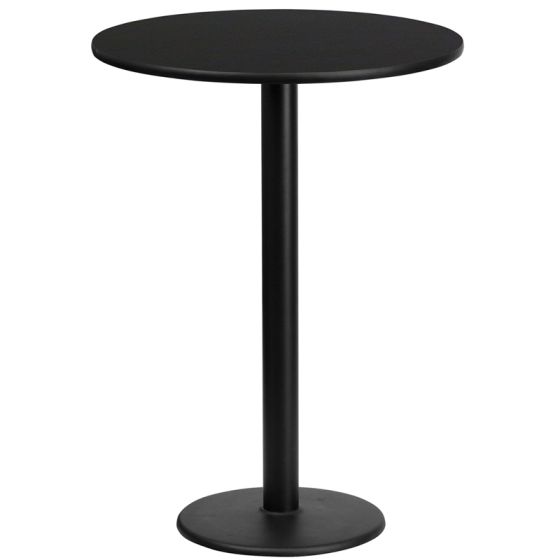 SolidCraft® Commercial Bar Height 24" Round Laminate Restaurant Table & Round Base-Black