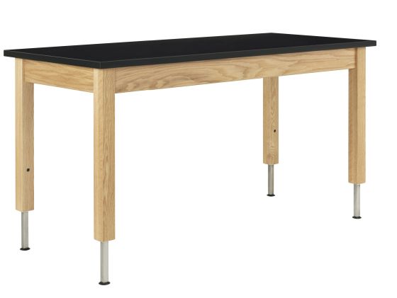 Diversified Spaces PerpetuLab Science Lab Table with Adjustable Height, Wood Legs, and Phenolic Top - 24" x 60"