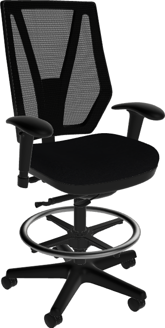 Sitmatic GoodFit Mesh Back Medium Height Drafting Stool with Adjustable Armrests