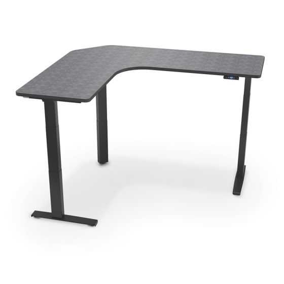 MooreCo Elate Electric Adjustable Height 3-Leg Desk, Left Return, 24" D with Black Frame