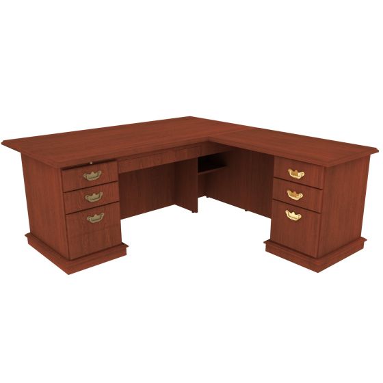 Indiana Furniture Arlington L Shape Desk -36" x 72" Desktop with 24" x 48" Return - 72" x 84" Overall