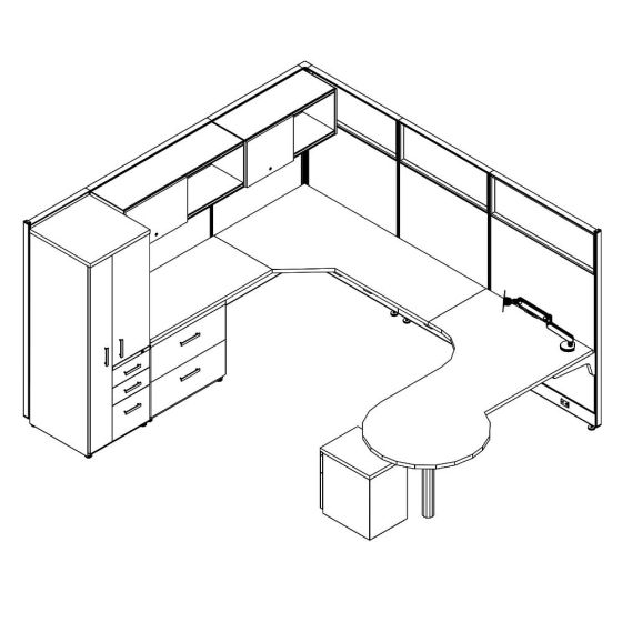 Friant Novo Workstation Cubicle Panel System, 10' x 10', Typical FH-1014