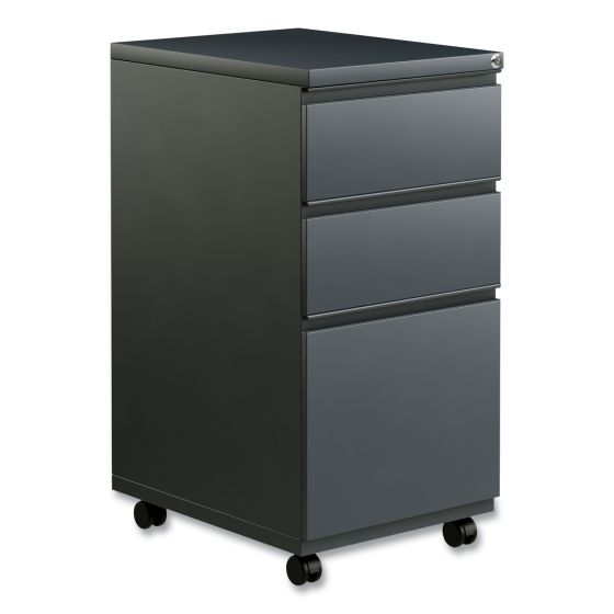 Alera File Pedestal with Full-Length Pull, Left or Right, 3-Drawers: Box/Box/File, Legal/Letter, Charcoal, 14.96" x 19.29" x 27.75"