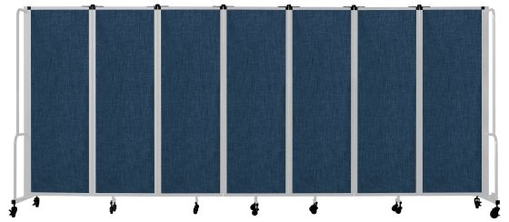 National Public Seating Room Divider, 6' Height, Expands to 164" Width, Blue Panels and Grey Frame - Model RDG6-7PT04