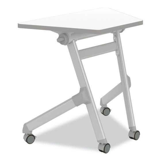 Safco Learn Nesting Trapezoid Desk, 32.83" x 22.25" to 29.5", White/Silver