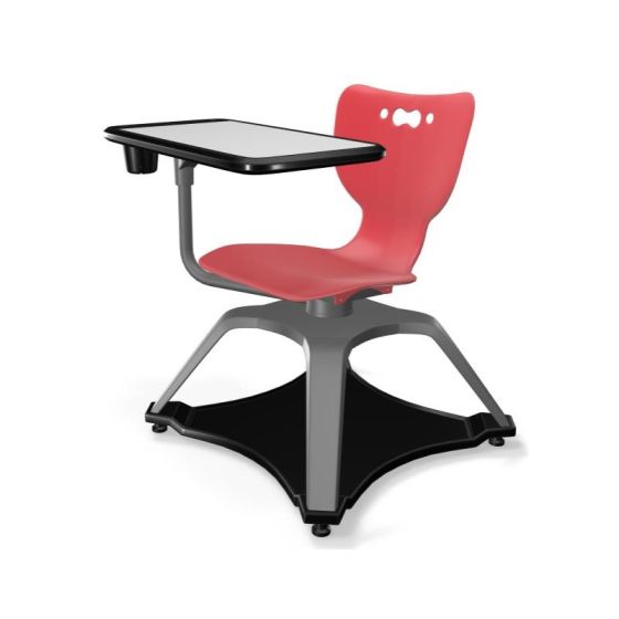 MooreCo Hierarchy Enroll Chair, Armless Shell with Whiteboard Tablet Arm, Cup Holder, and Glides, 30.4"H x 25.6"W x 25.6"D