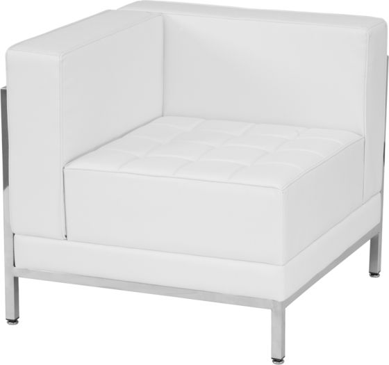 Leon Series Contemporary Leather Corner (Left) Chair-White