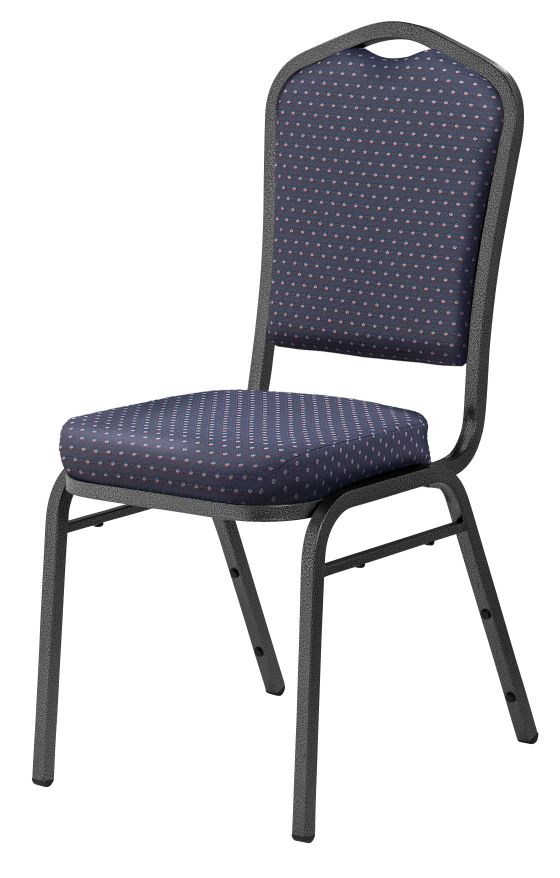 National Public Seating 9300 Series Silhouette Back Fabric Padded Stacking 500 LB Banquet Chair - Silver Vein Frame - Diamond Navy