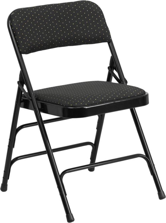 2 PACK Ares Series Metal Folding Chair with Triple Brace Support & Fabric Padded Seat-Black