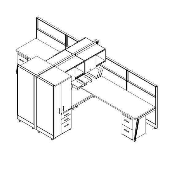 Friant Novo 2-Workstation Cubicle Panel System, 7' x 7' per Station, Typical FH-2001