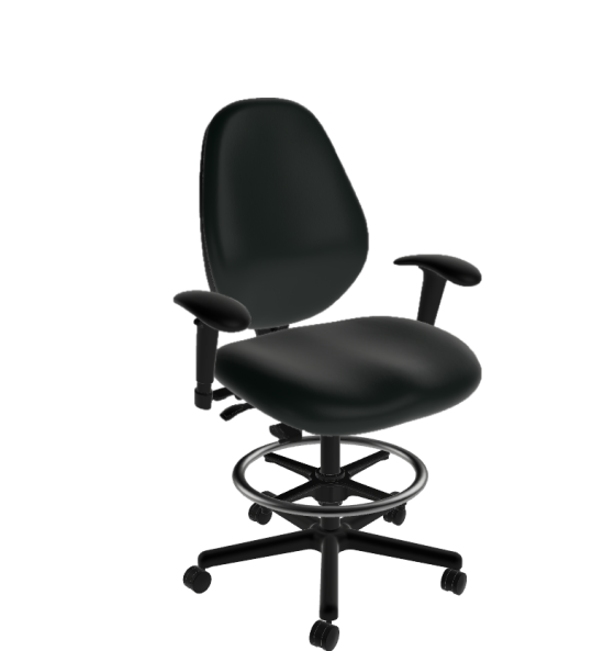 Sitmatic GoodFit Upholstered Back Large Seat Medium Height Drafting Stool with Adjustable Armrests