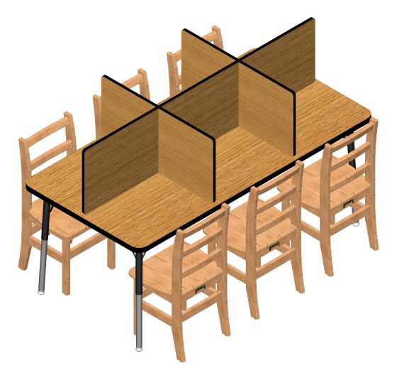 Berries Study Carrel - 6 Carrels - Standard - Oak/Black