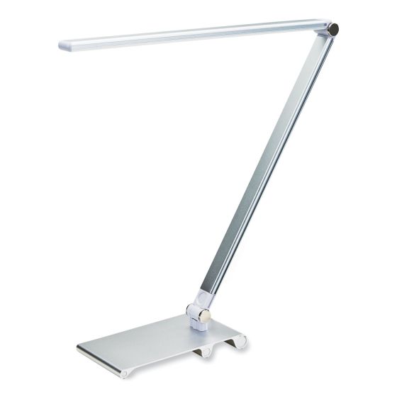 V-Light LED Desk Lamp with Dimmer, 2-Point Adjustable Neck, 15" High, Silver