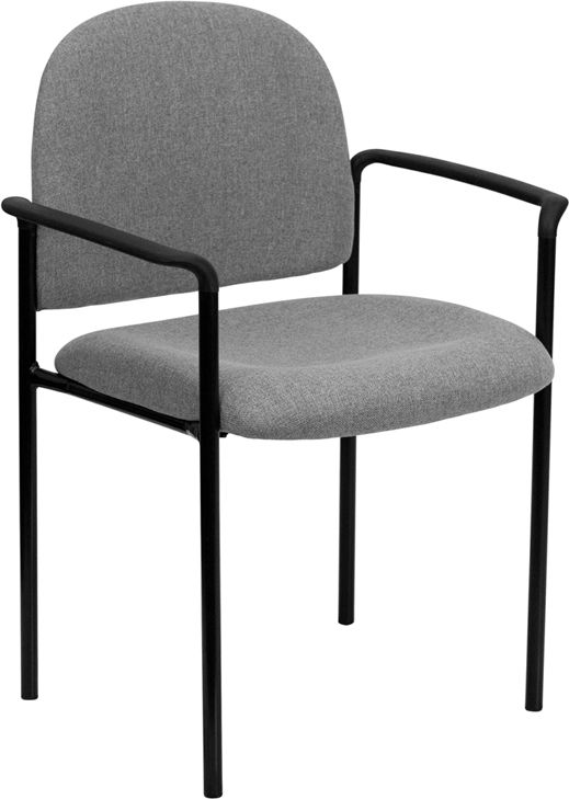 Fabric Stacking Side Chair With Arms-Gray