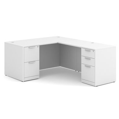OS Laminate Collection Double Full Pedestal "L" Desk - 60" x 77" - White