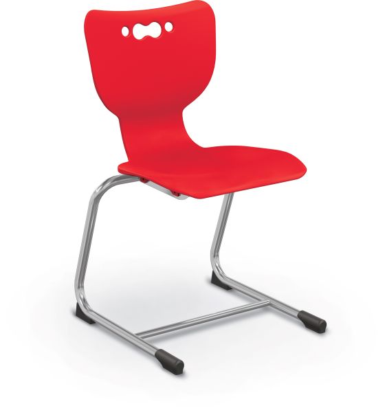 MooreCo Hierarchy Cantilever School Chair, 18" Height, Chrome Frame, Red Shell